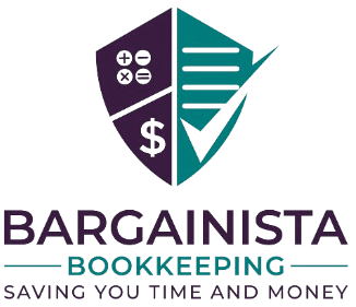 bargainistabookkeepinglogo-removebg-preview Logo for Bargainista Bookkeeping with the business name in white text on a light background.